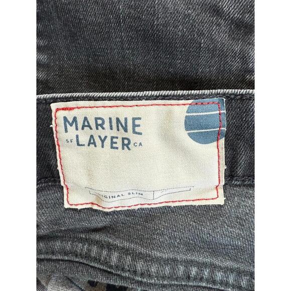 Marine Layer Jeans 33x39 Black Slim 5 Pocket Stretch - Picture 3 of 5